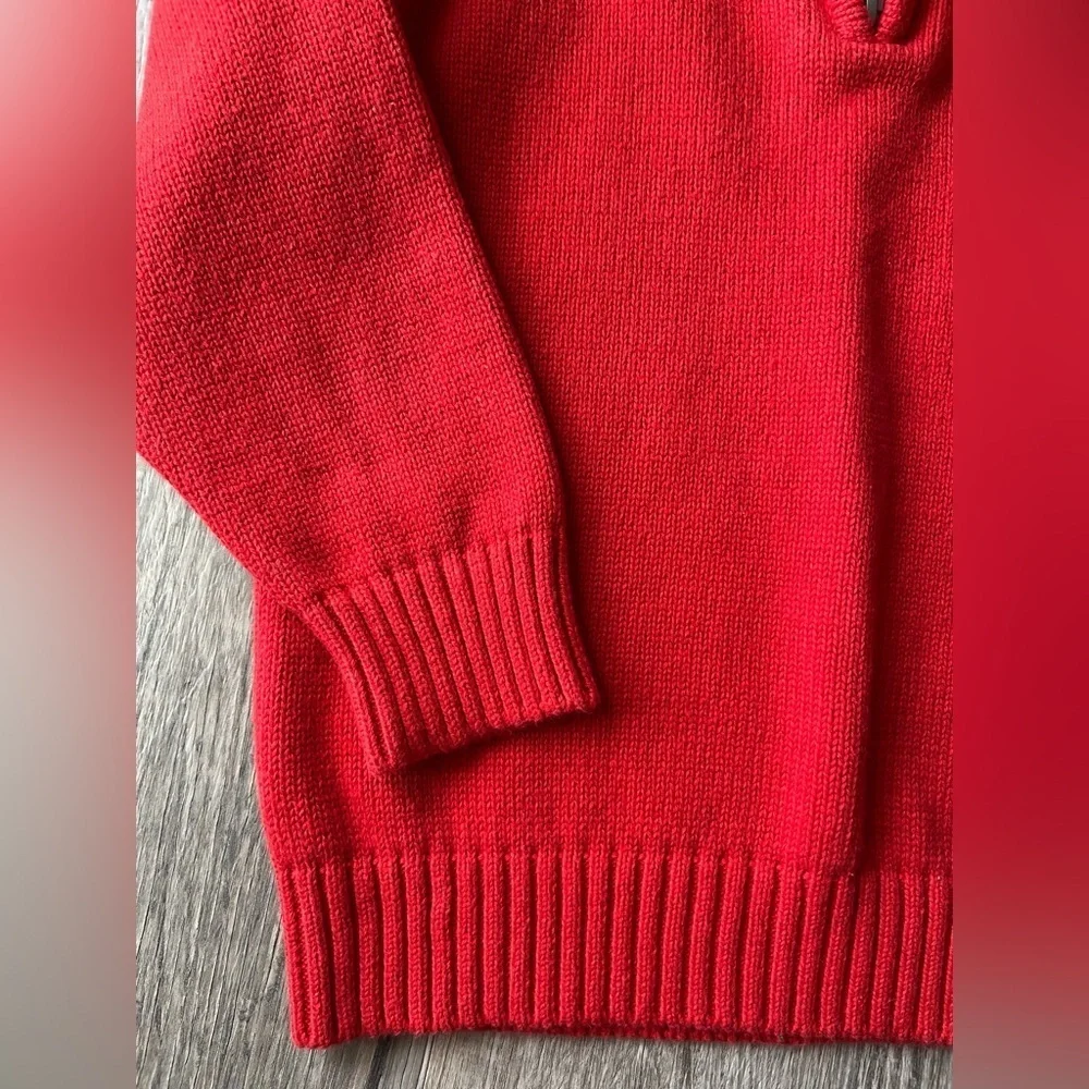 Carters Chunky Sweater Bright Coral Ribbed, Warm Quarter Zip Sweater Kids Sz 6